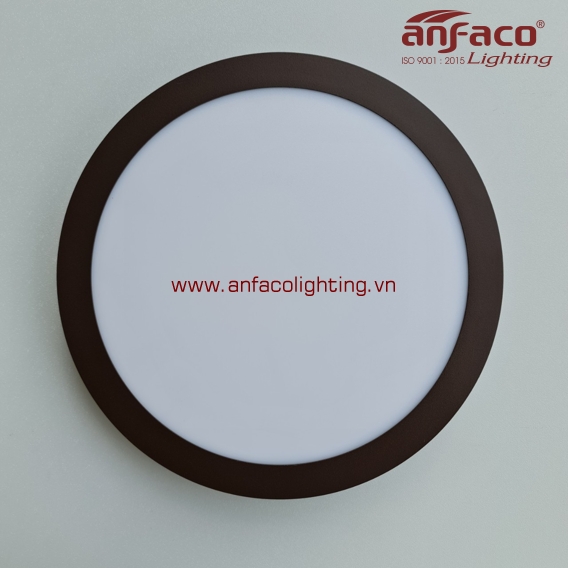AFC-555N Đèn ốp trần tròn panel Anfaco AFC555N vỏ nâu 6W 12W 18W 22W ánh sáng 6500K 4200K 3200K
