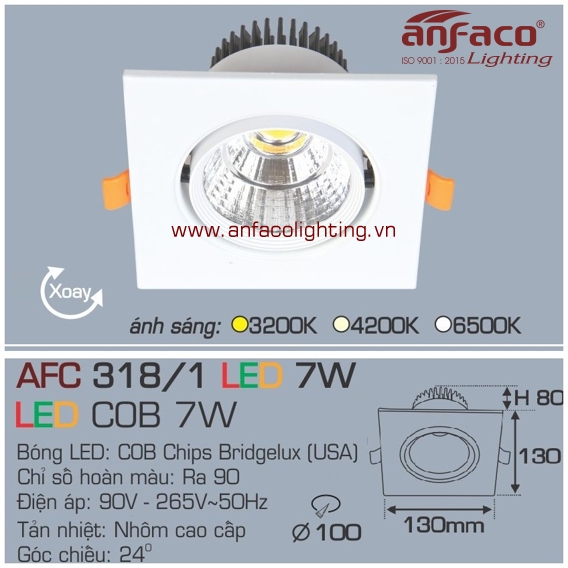 Đèn LED âm trần Anfaco AFC 318/1-7W