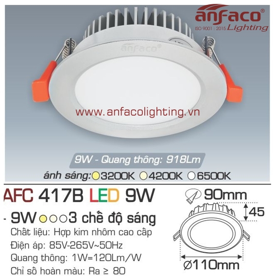 Đèn LED âm trần Anfaco AFC 417B-9W