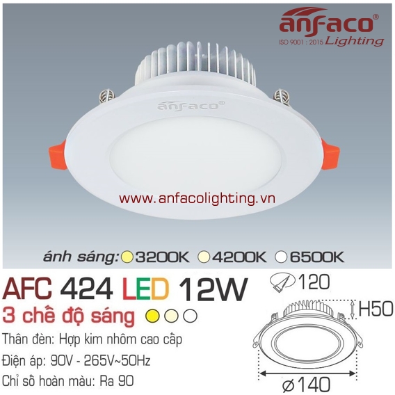 Đèn led downlight Anfaco gắn âm trần AFC 424-12W