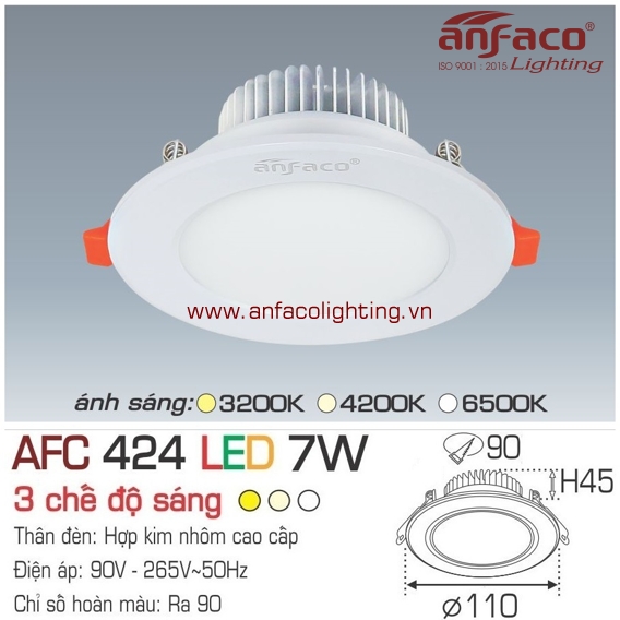 Đèn led downlight Anfaco gắn âm trần AFC 424-7W