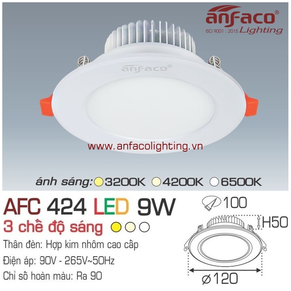 Đèn LED âm trần Anfaco AFC 424-9W