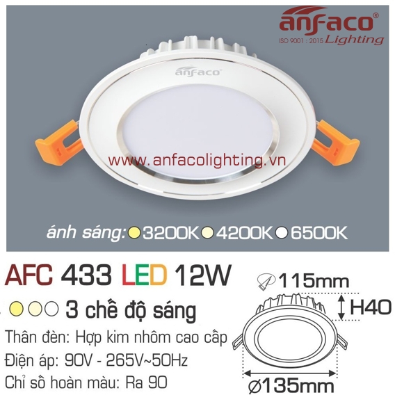Đèn LED panel Anfaco AFC 433-12W