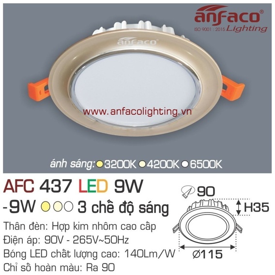 Đèn LED âm trần Anfaco AFC 437-9W