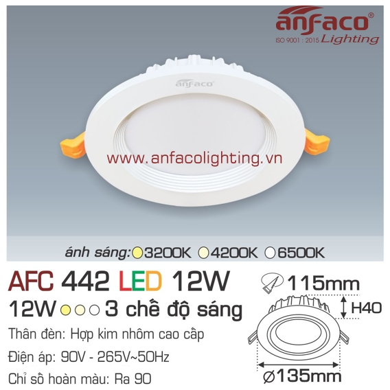 Đèn LED âm trần Anfaco AFC 442-12W