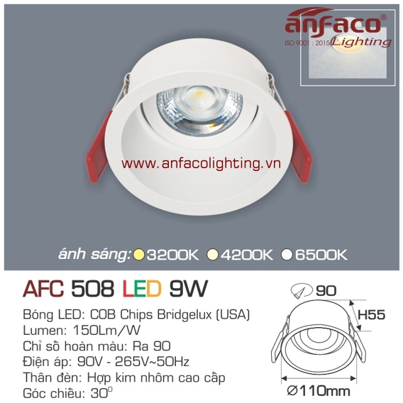 Đèn LED âm trần Anfaco AFC 508-9W