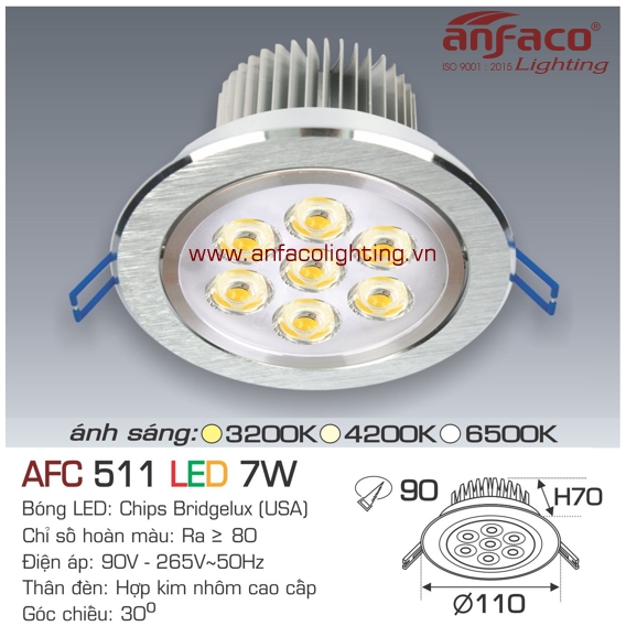 Đèn LED âm trần Anfaco AFC 511-7W
