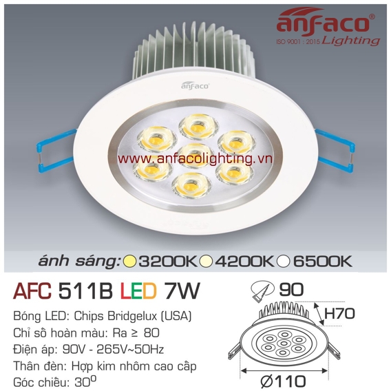 Đèn LED âm trần Anfaco AFC 511B-7W
