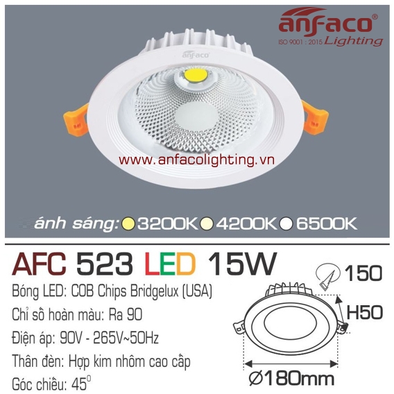 Đèn LED âm trần Anfaco AFC 523-15W