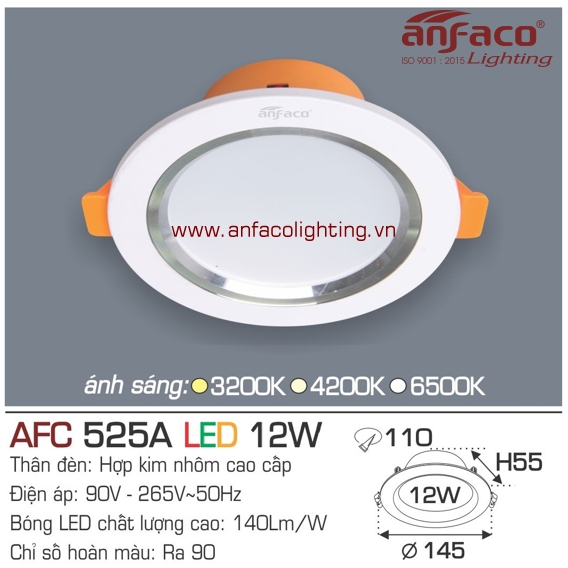 Đèn LED âm trần Anfaco AFC 525A-12W