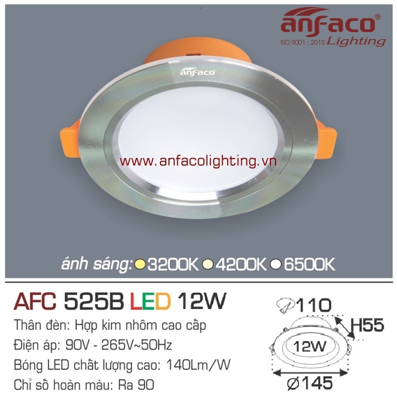 Đèn LED âm trần Anfaco AFC 525B-12W