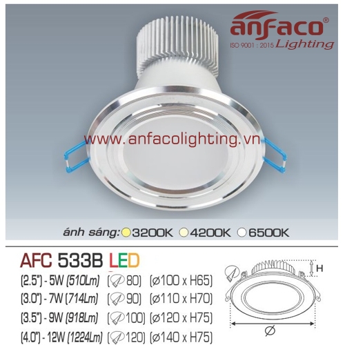 Led âm trần Anfaco AFC 533B-9W