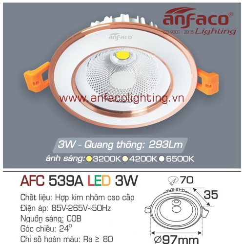 Led âm trần Anfaco AFC 539A-3W