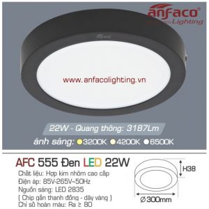AFC 555D 22W Đèn LED panel gắn nổi tròn viền đen Anfaco AFC555D 22W