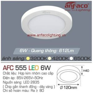 AFC 555 6W Đèn LED panel gắn nổi tròn Anfaco AFC555 6W