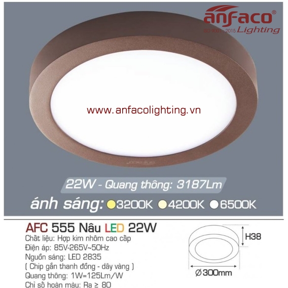 Đèn LED panel nổi Anfaco AFC 555 Nâu-22W