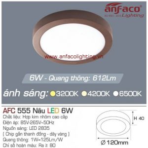 Đèn LED panel nổi Anfaco AFC 555 Nâu-6W