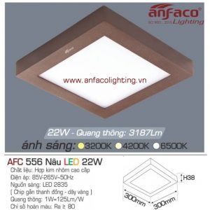 AFC 556N 22W Đèn LED panel gắn nổi vuông viền nâu Anfaco AFC556N 22W
