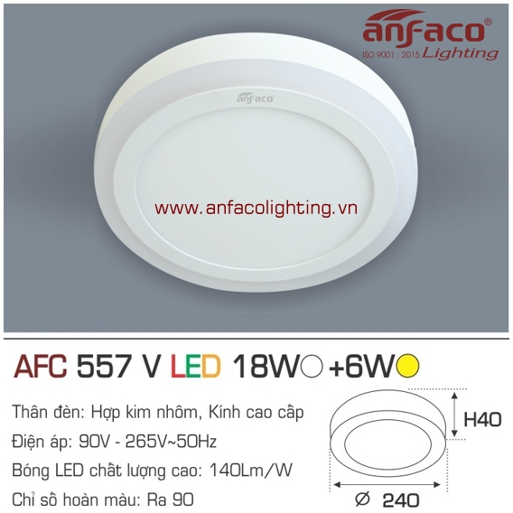 Đèn LED ốp trần nổi Anfaco AFC 557V-18W+6W