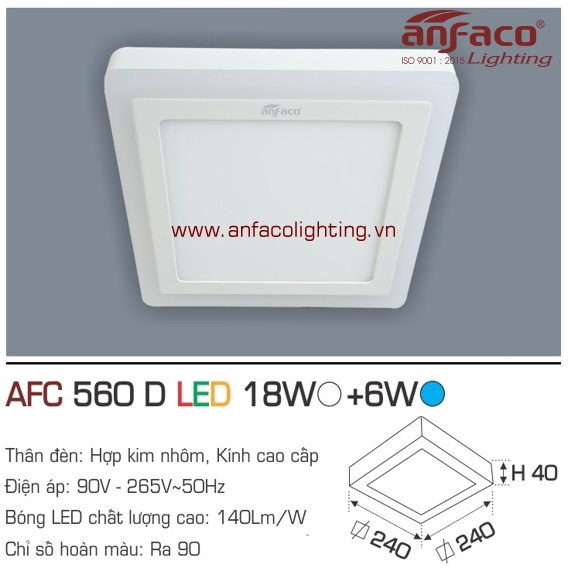 Đèn LED ốp trần nổi Anfaco AFC 560D-18W+6W