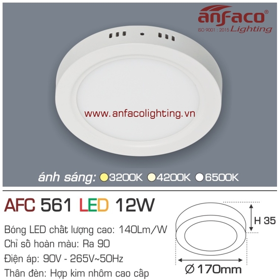 Đèn LED ốp trần nổi Anfaco AFC 561-12W