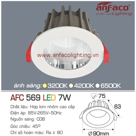 AFC 569 Đèn LED âm trần Anfaco AFC 569-7W