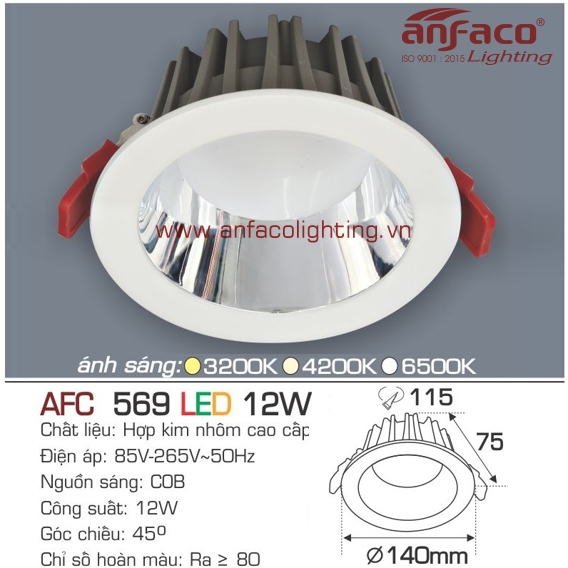 Đèn LED âm trần Anfaco AFC 569-12W
