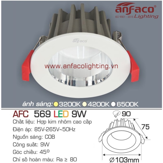 Đèn LED âm trần Anfaco AFC 569-9W