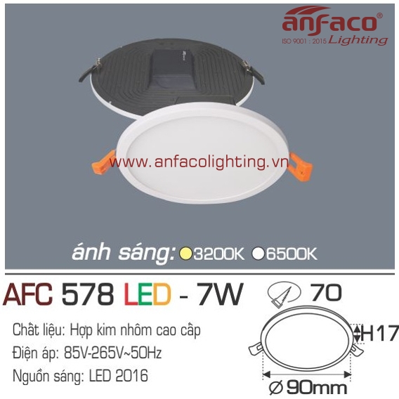 AFC578 Đèn LED âm trần Anfaco AFC 578-7W