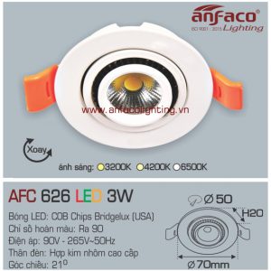 Đèn LED âm trần Anfaco AFC 626-3W
