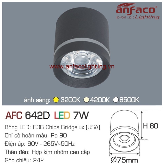 Đèn LED downlight nổi Anfaco AFC 642D-7W