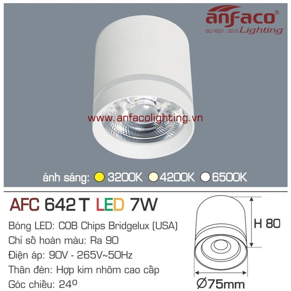 Đèn LED downlight nổi Anfaco AFC 642T-7W