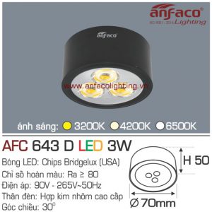Đèn LED downlight nổi Anfaco AFC 643D-3W
