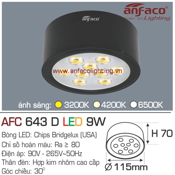 Đèn LED downlight nổi Anfaco AFC 643D-9W