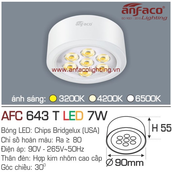 Đèn LED downlight nổi Anfaco AFC 643T-7W