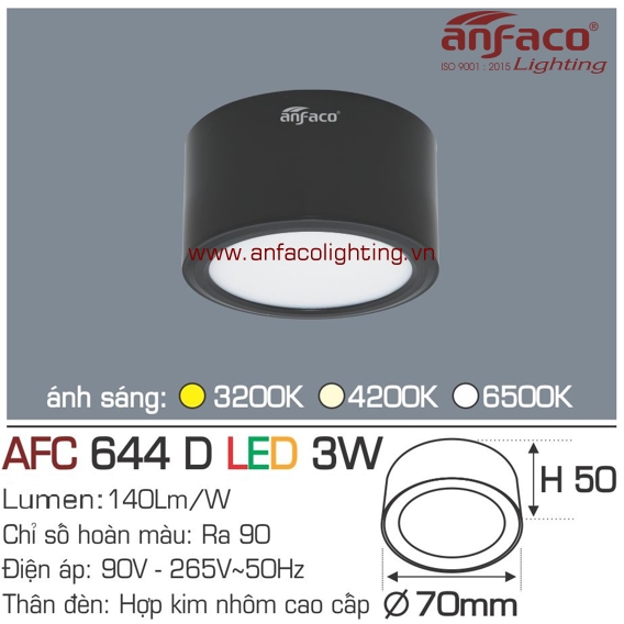 Đèn LED downlight nổi Anfaco AFC 644D-3W