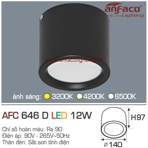 Đèn LED downlight nổi Anfaco AFC 646D-12W