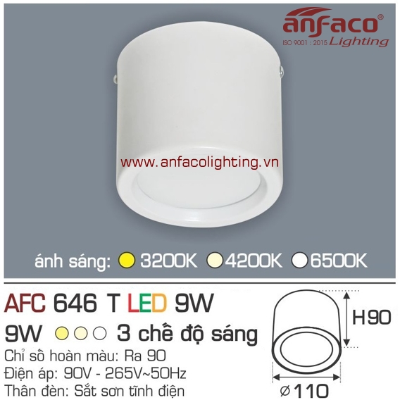 Đèn LED downlight nổi Anfaco AFC 646T-9W