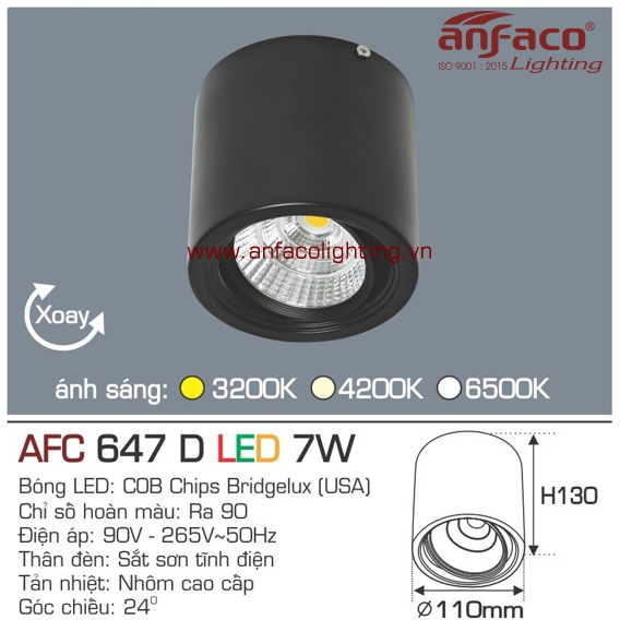 Đèn LED downlight nổi Anfaco AFC 647D-7W