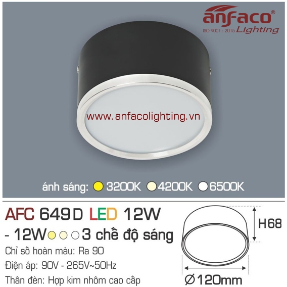 Đèn LED downlight nổi Anfaco AFC 649D-12W