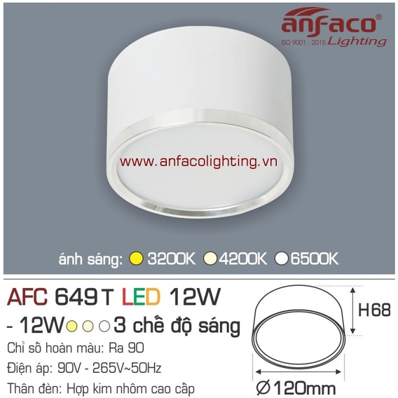 Đèn LED downlight nổi Anfaco AFC 649T-12W
