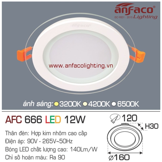 Đèn LED âm trần Anfaco AFC 666-12W