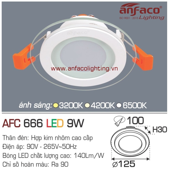 Đèn LED âm trần Anfaco AFC 666-9W