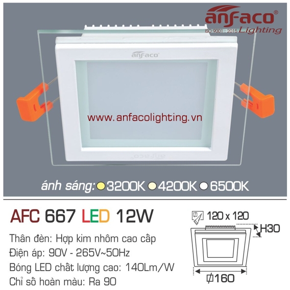 Đèn LED âm trần Anfaco AFC 667-12W