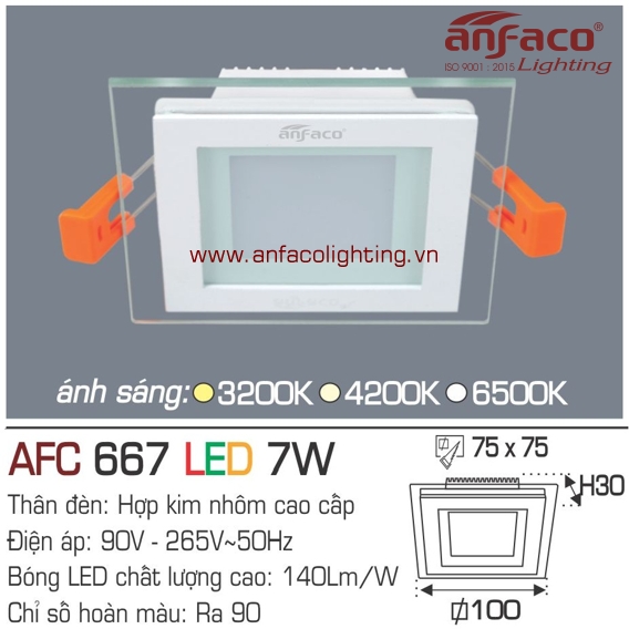 Đèn LED âm trần Anfaco AFC 667-7W
