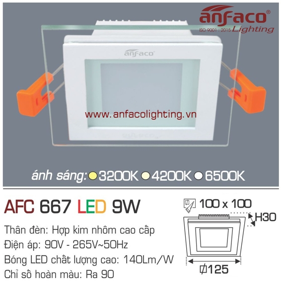 Đèn LED âm trần Anfaco AFC 667-9W
