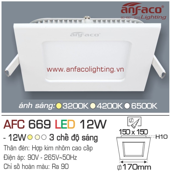 Đèn LED panel Anfaco AFC 669-12W