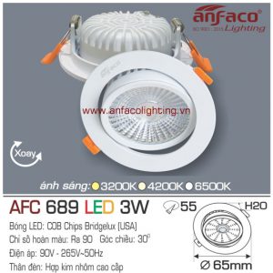 Đèn LED âm trần Anfaco AFC 689-3W