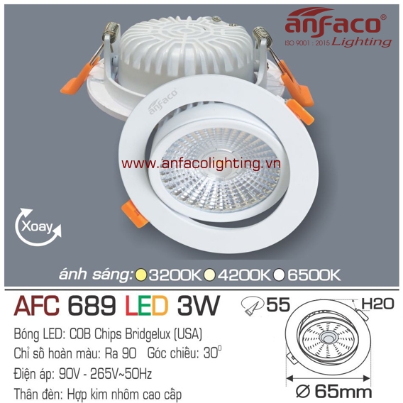 Led âm trần Anfaco AFC 689-3W