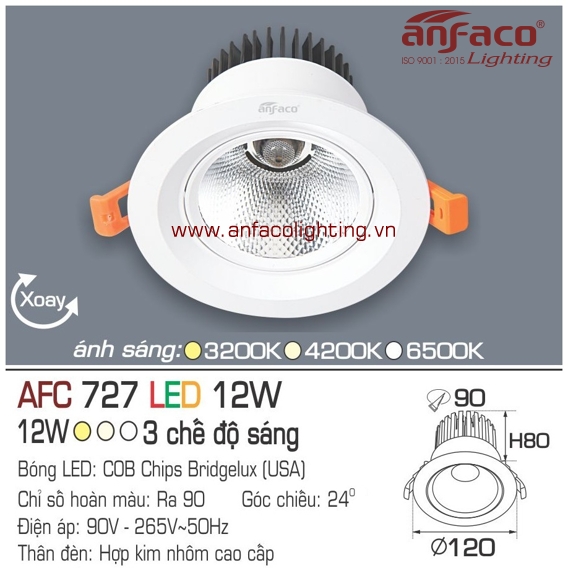 Đèn LED âm trần Anfaco AFC 727-12W